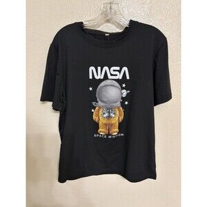 NASA Space Mission Women’s Graphic Tee Shirt, Navy, Size Small